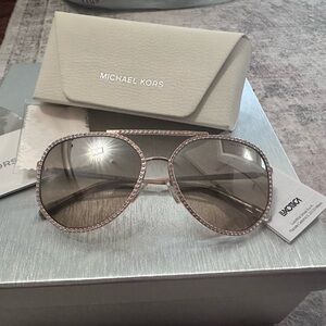 Michael Kors Women's Gold-Tone Aviator Sunglasses rose gold